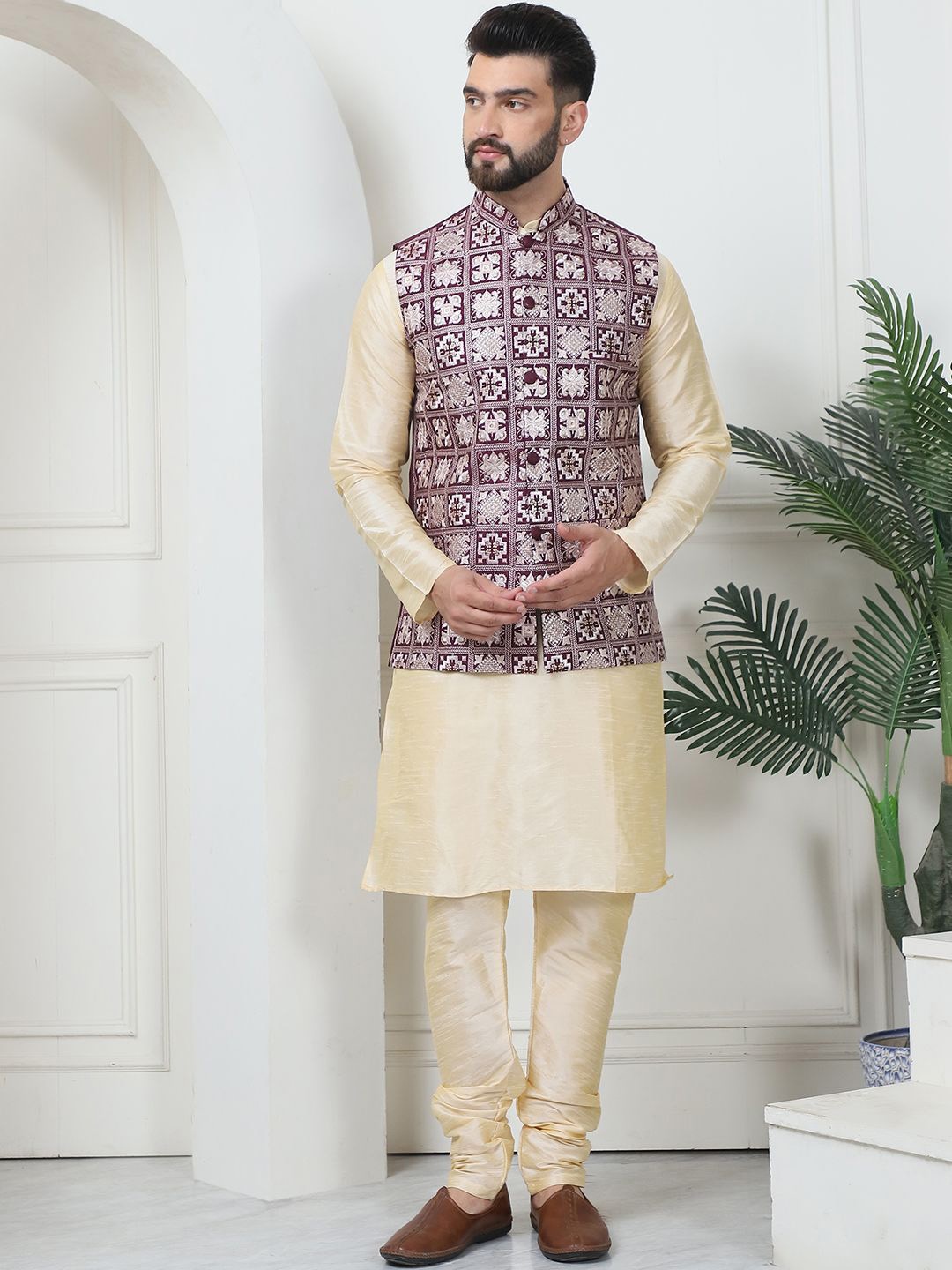 

SOJANYA Regular Straight Kurta with Churidar, Gold