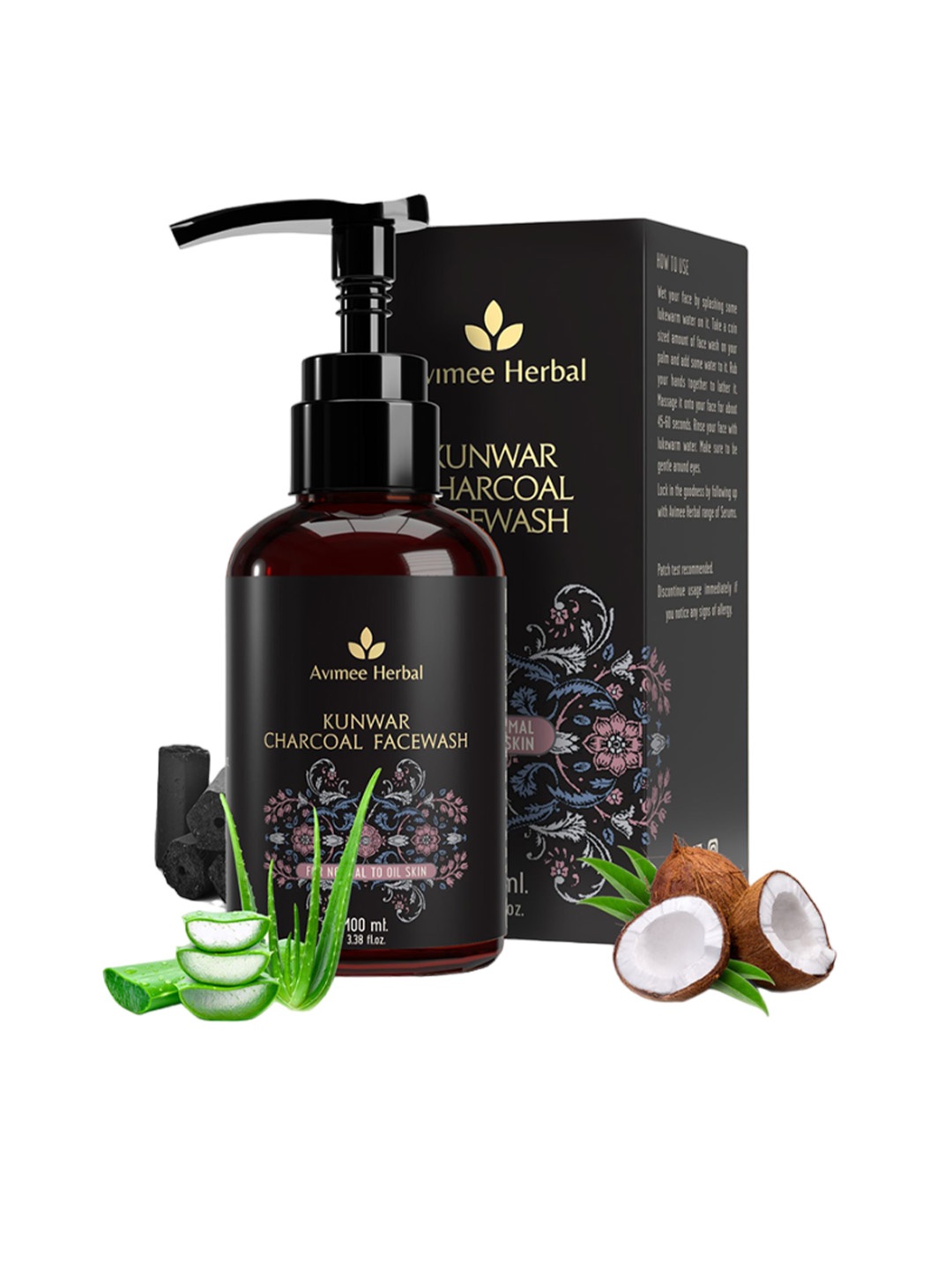 

Avimee Herbal Kunwar Charcoal Face Wash With Aloe Vera Juice - 100ml, Black