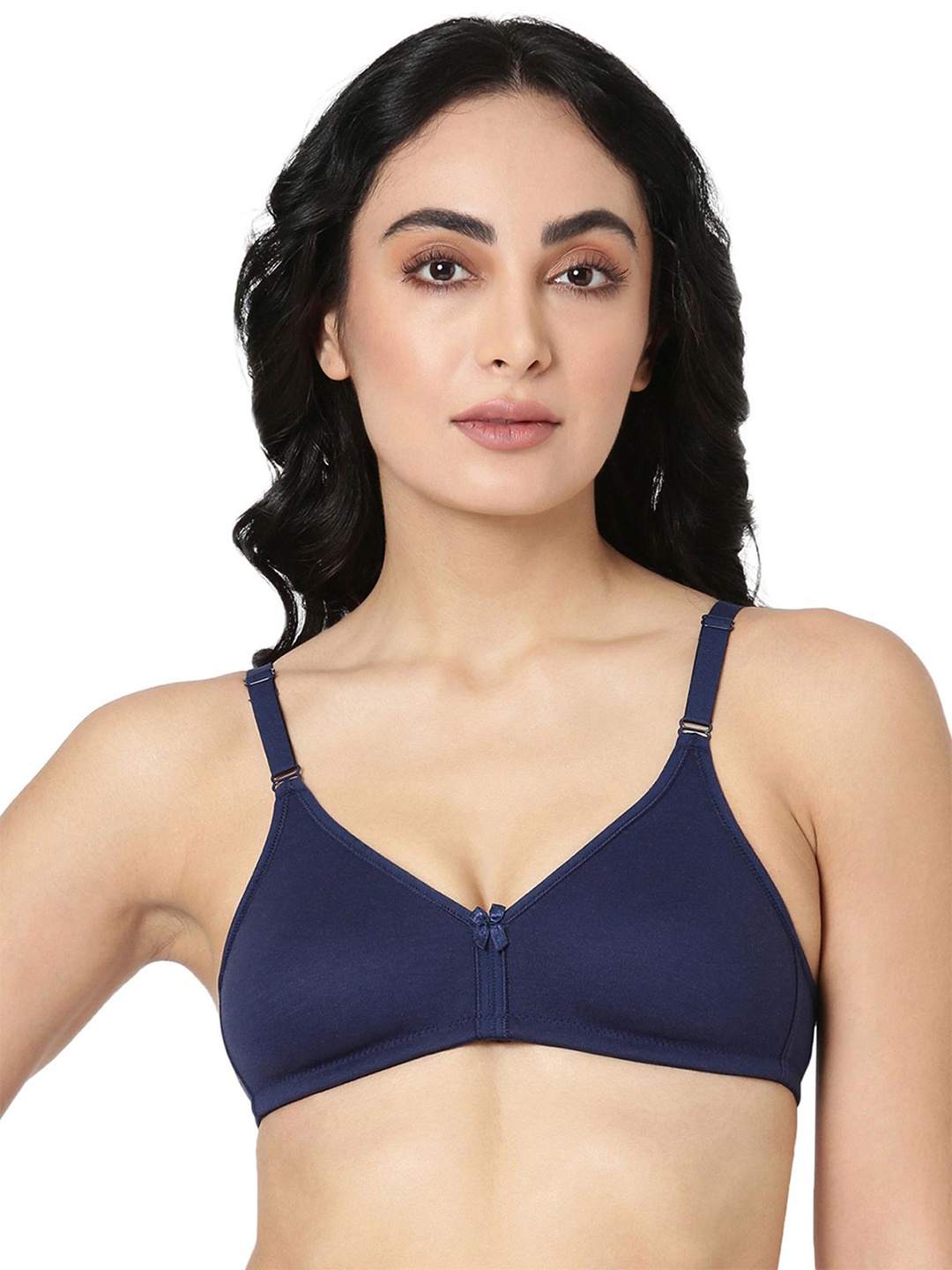 

BLOSSOM Women's Seamless Non Padded Non Wired Everyday Bra, Navy blue