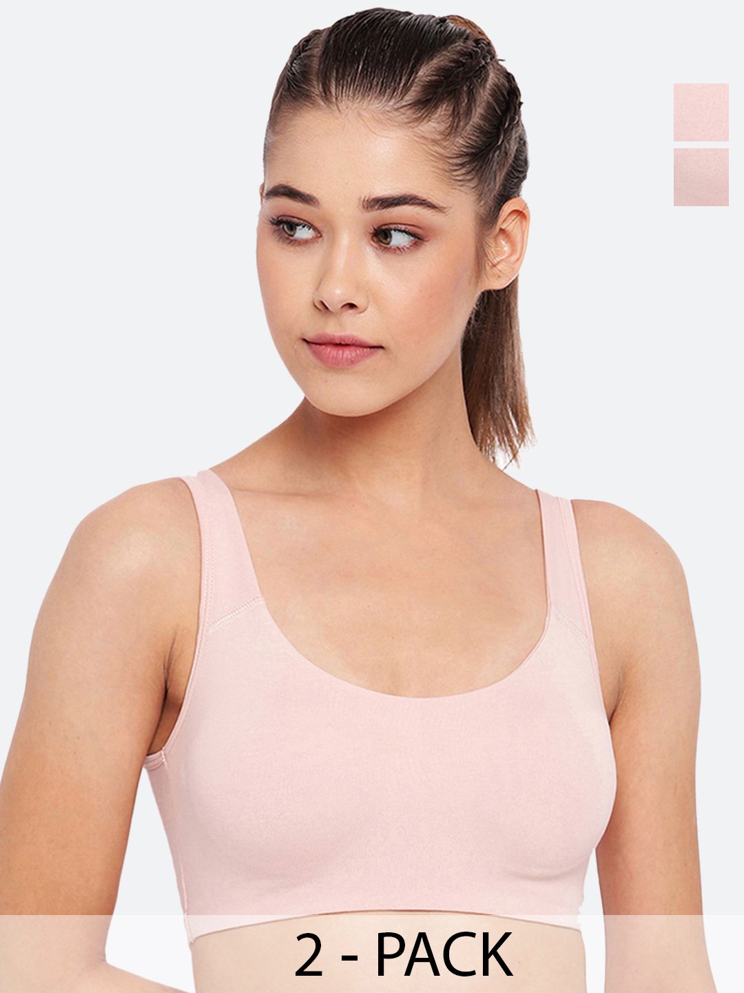 

Enamor Pack of 2 Full Coverage Non Padded Workout Bras With All Day Comfort, Pink
