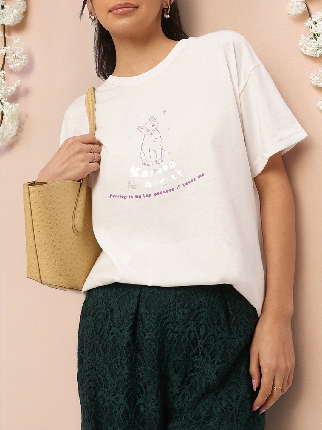 

DressBerry Pawsome Printed T-shirt, White