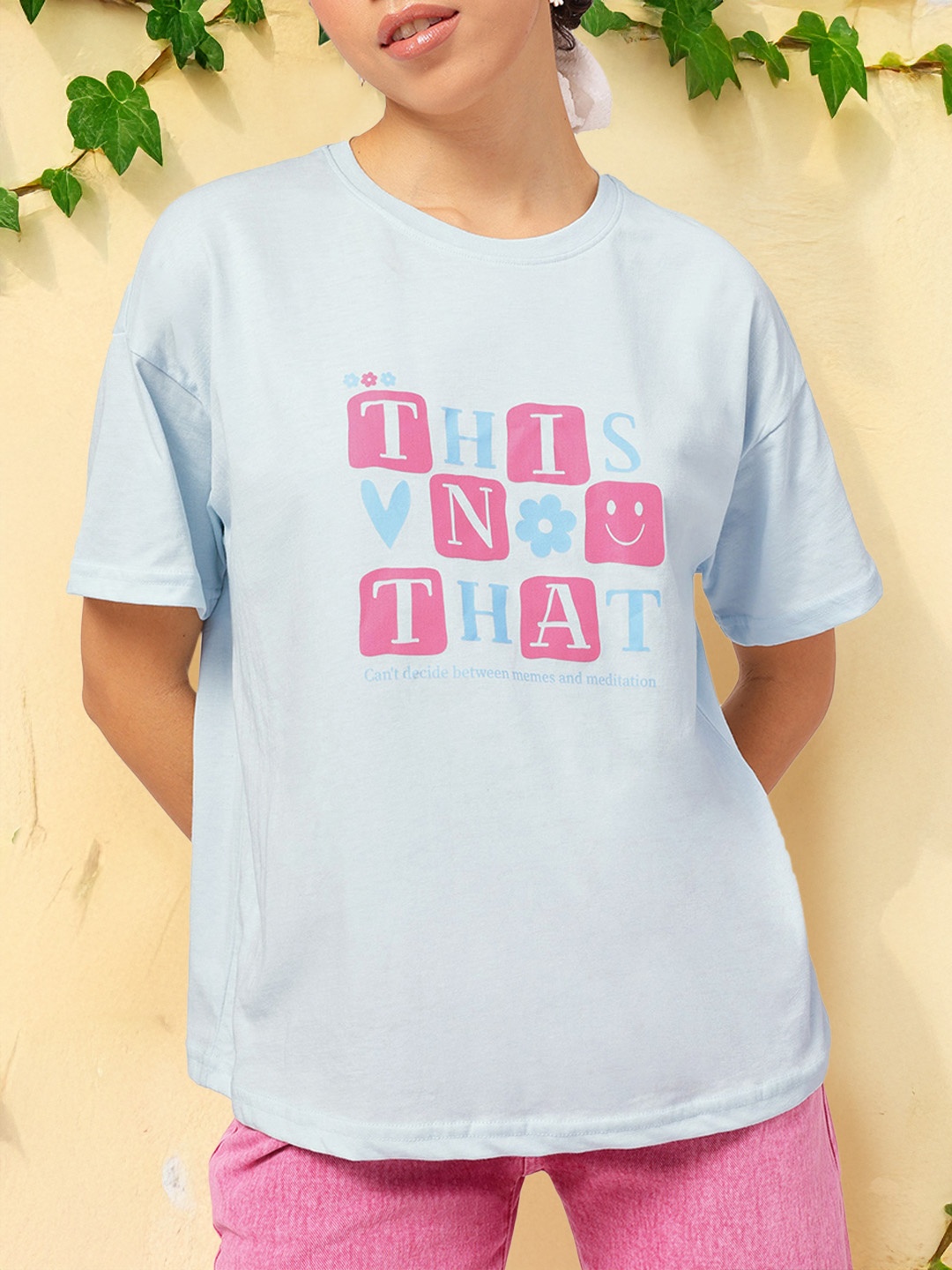 

DressBerry Selfie Statement Printed T-shirt, Blue