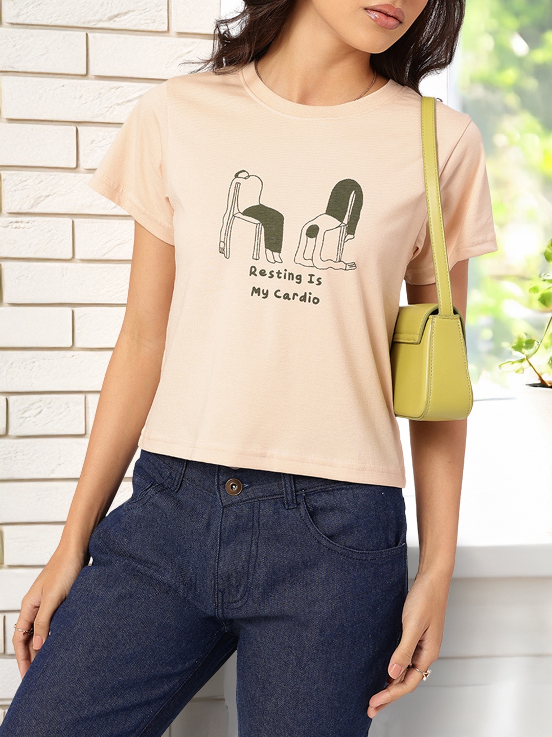 

DressBerry Humor Hour Printed Tee, Beige