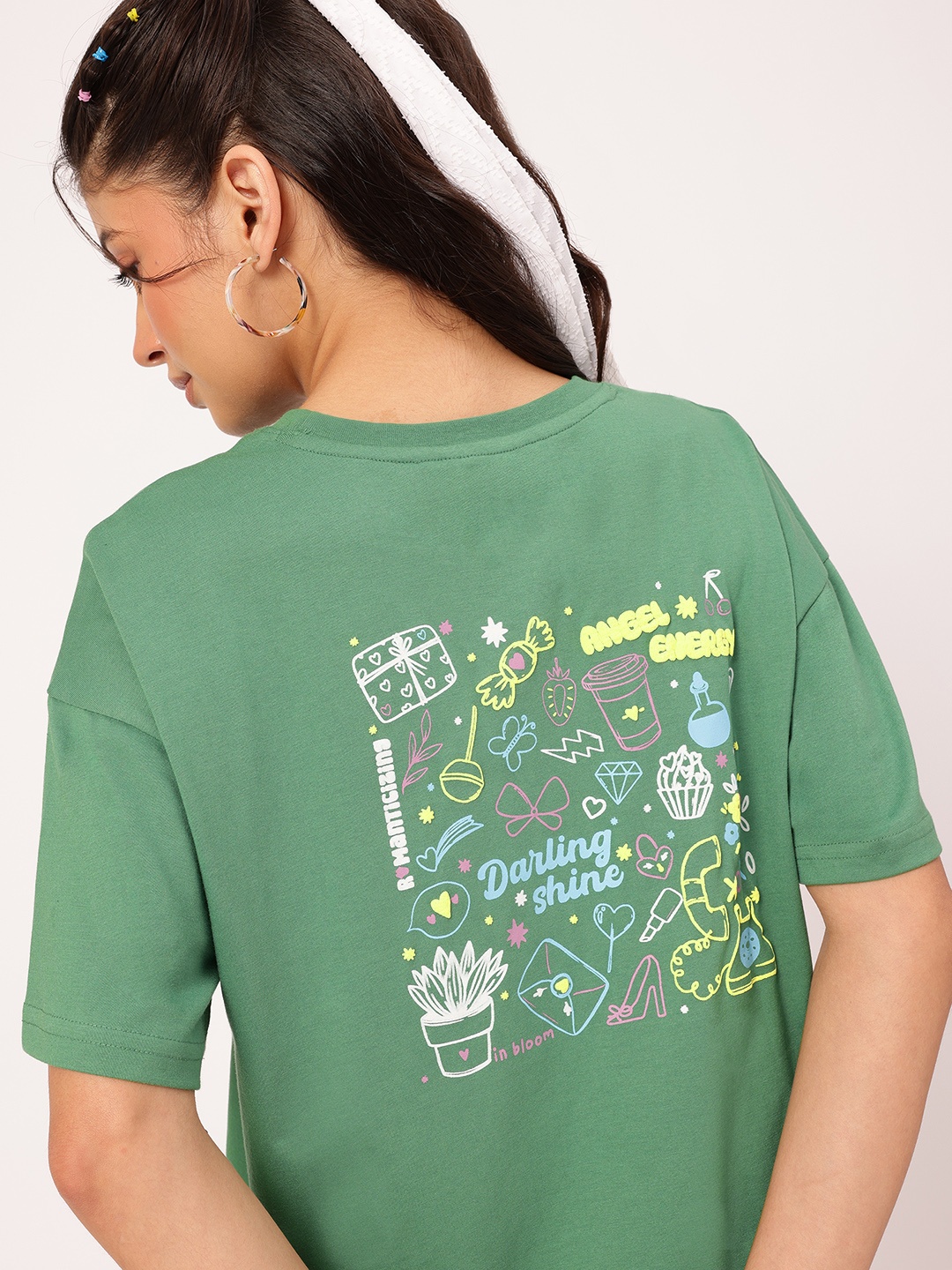 

DressBerry Minimalist Magic Printed T-shirt, Green