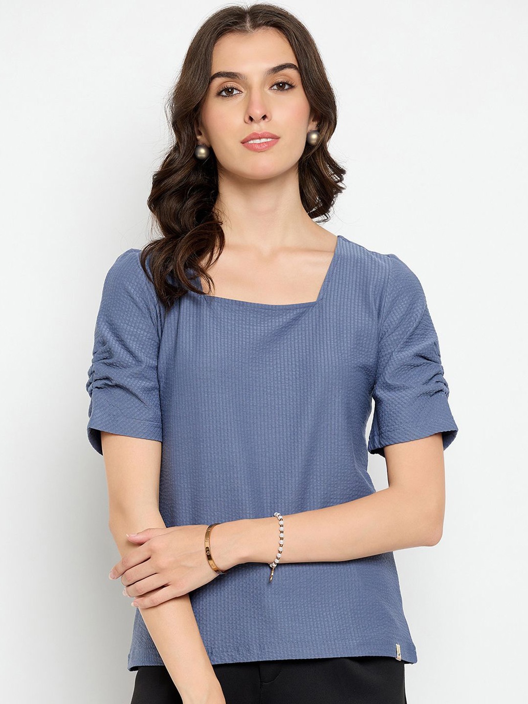 

Duke-Women Square Neck Solid Top, Blue