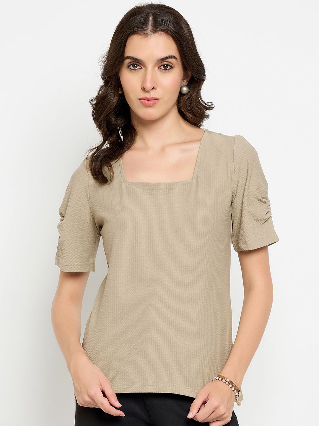 

Duke -Women Square Neck Top, Beige