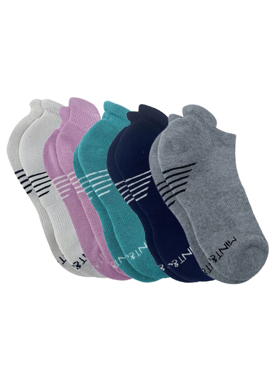 

Mint & Oak Women Pack Of 5 Striped Ankle-Length Socks, White