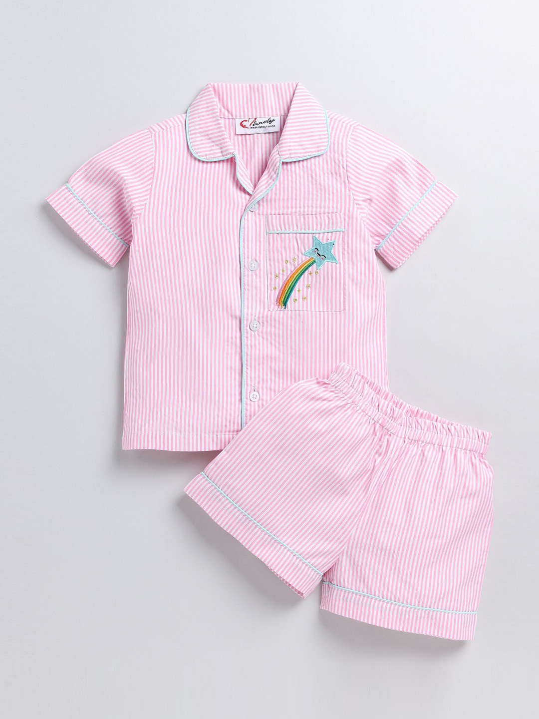 

M'andy Girls Striped Night suit, Pink