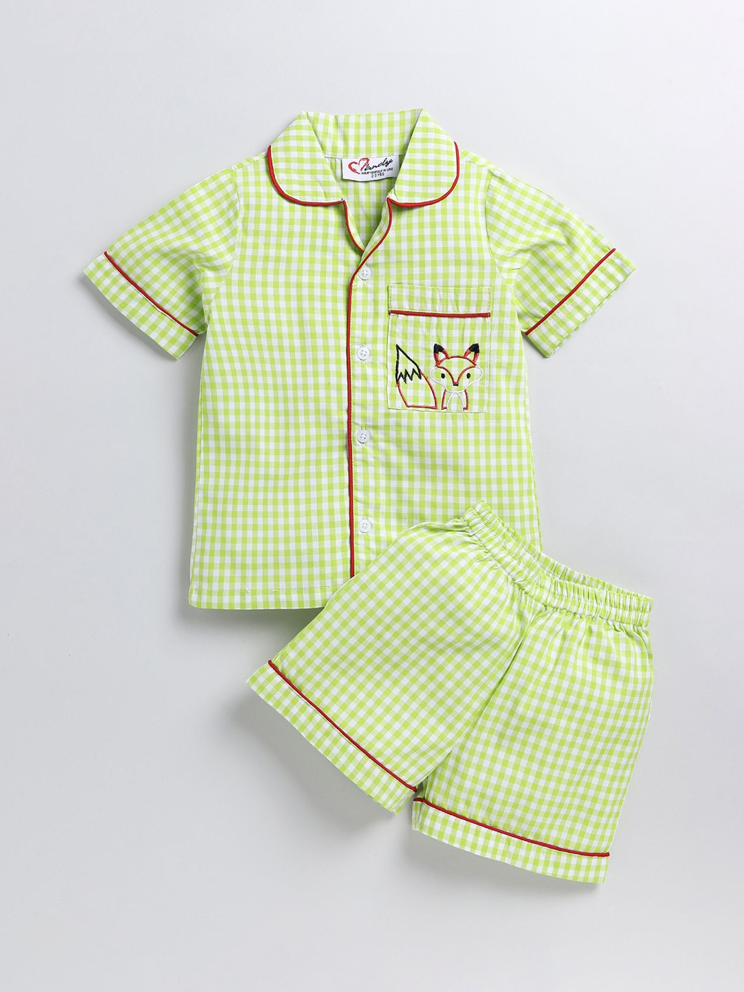 

M'andy Girls Checked Night suit, Green