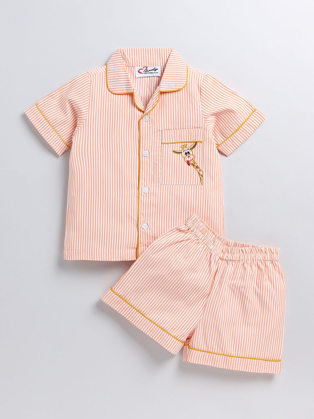 

M'andy Girls Striped Night suit, Orange