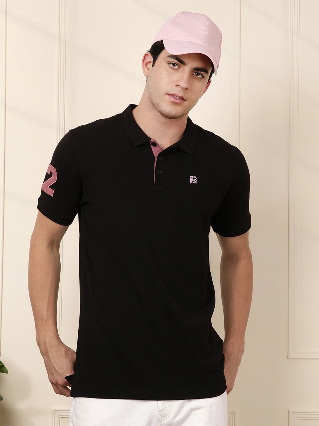 

WROGN Polo Collar Pure Cotton T-shirt, Black