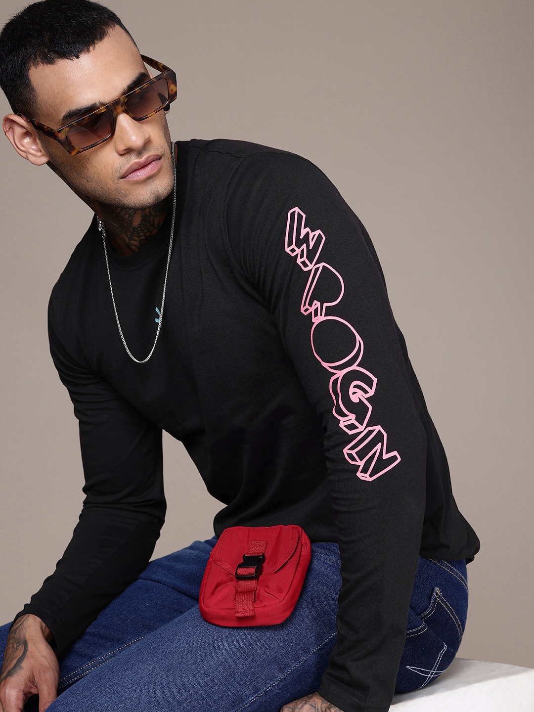 

WROGN Crew Neck Pure Cotton T-shirt, Black