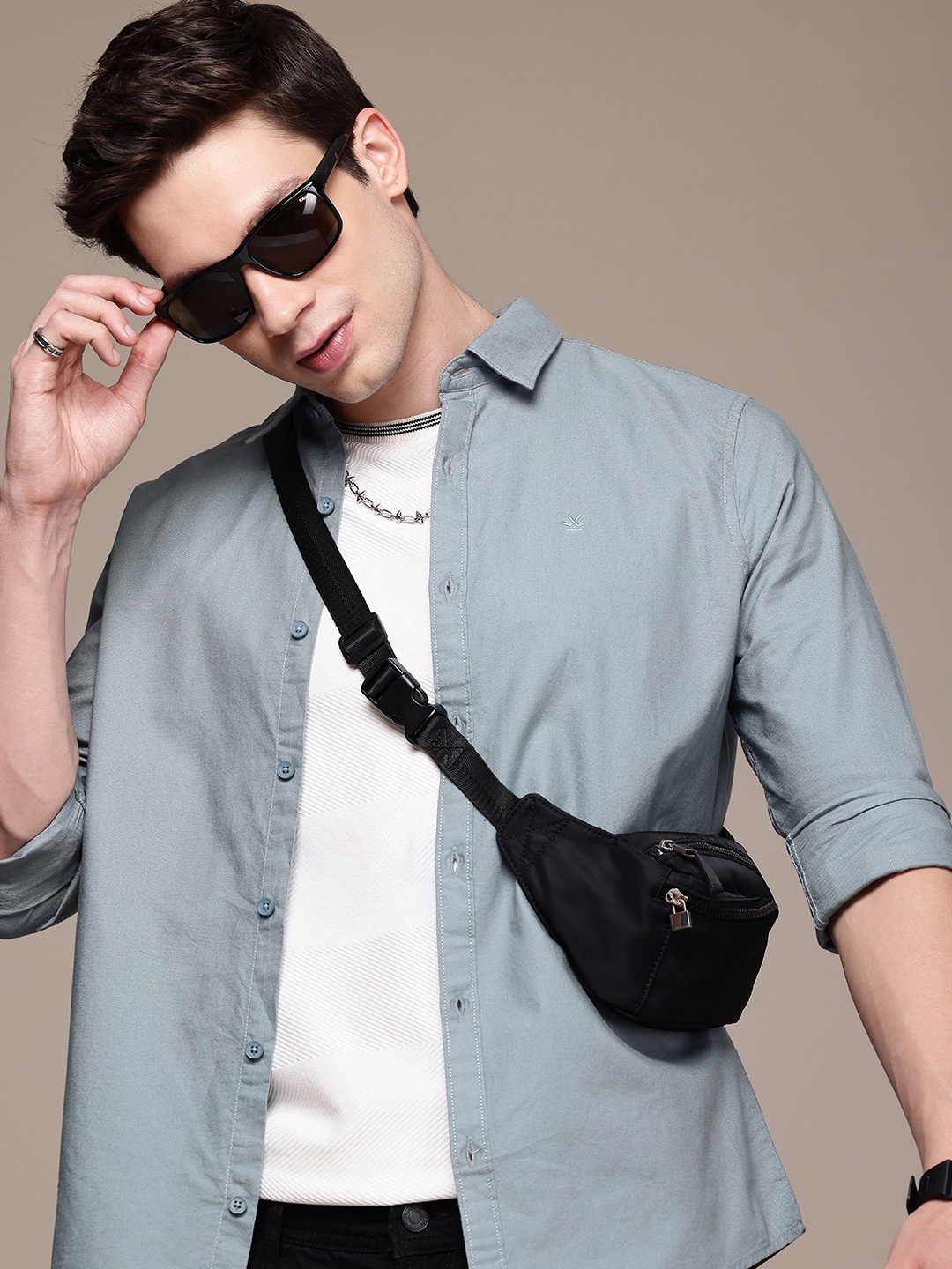 

WROGN Opaque Pure Cotton Casual Shirt, Blue