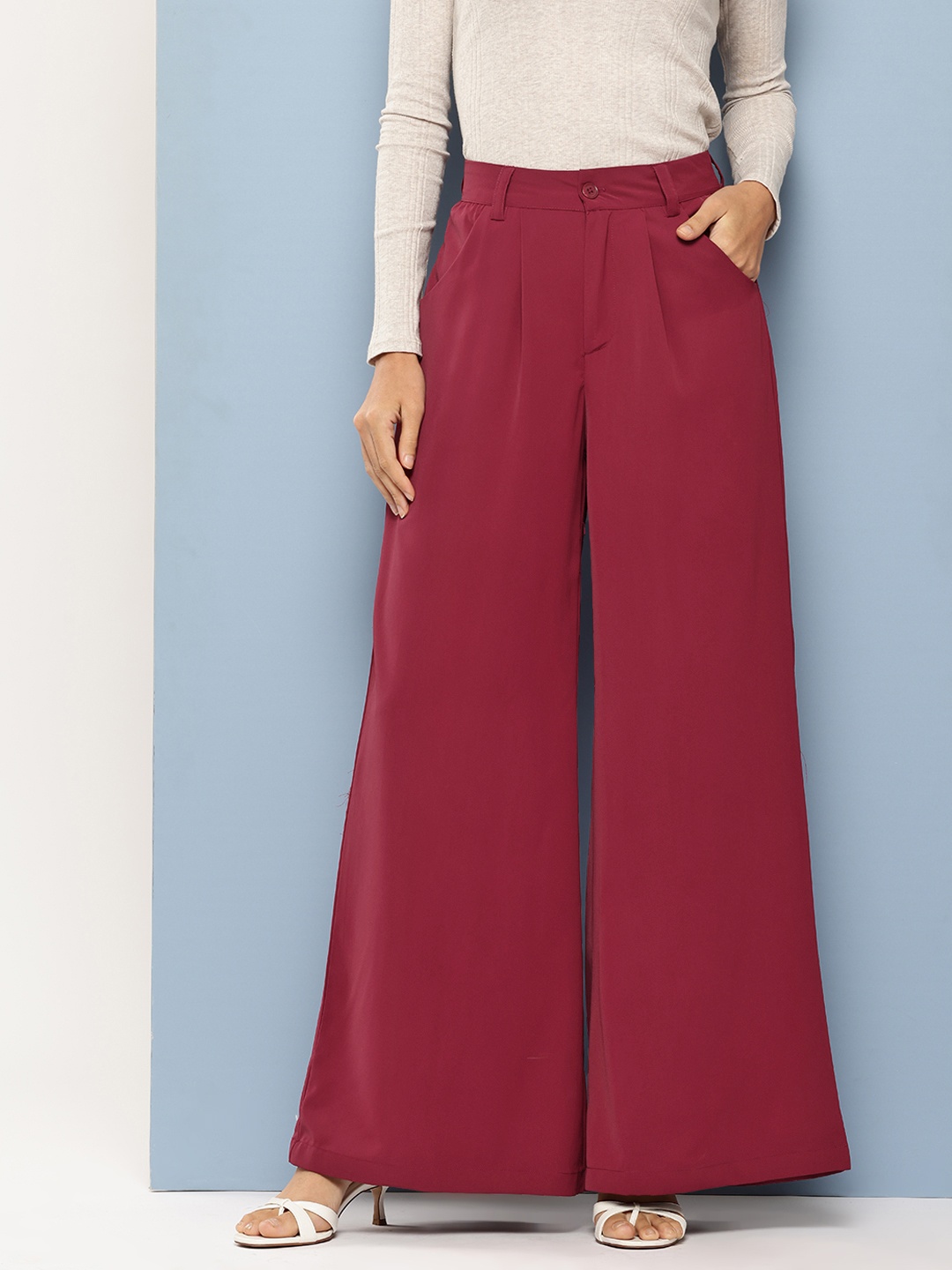 

Chemistry Women Wide Leg Palazzos, Red