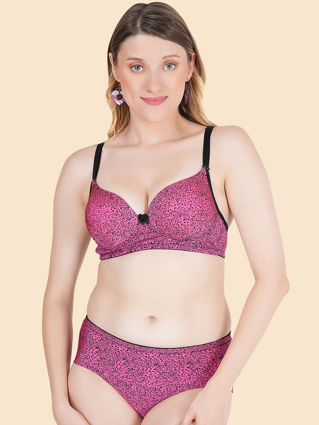 

Tweens Printed Seamless Heavily Padded Lingerie Set, Pink