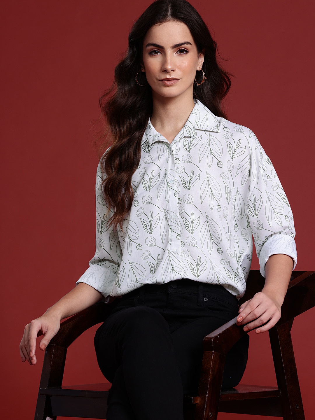 

All About You Formals Floral Print Casual Shirt, White