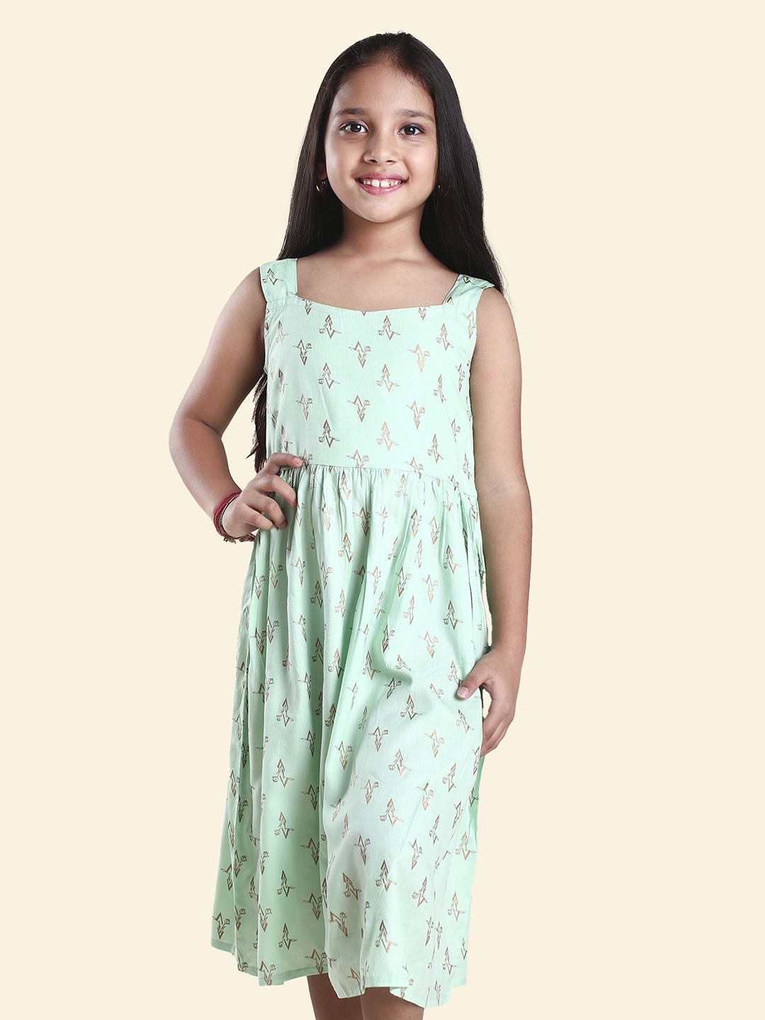 

KiddoPanti Abstract Print Fit & Flare Dress, Green