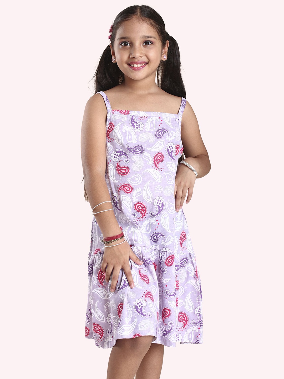 

KiddoPanti Paisley Print A-Line Dress, Violet