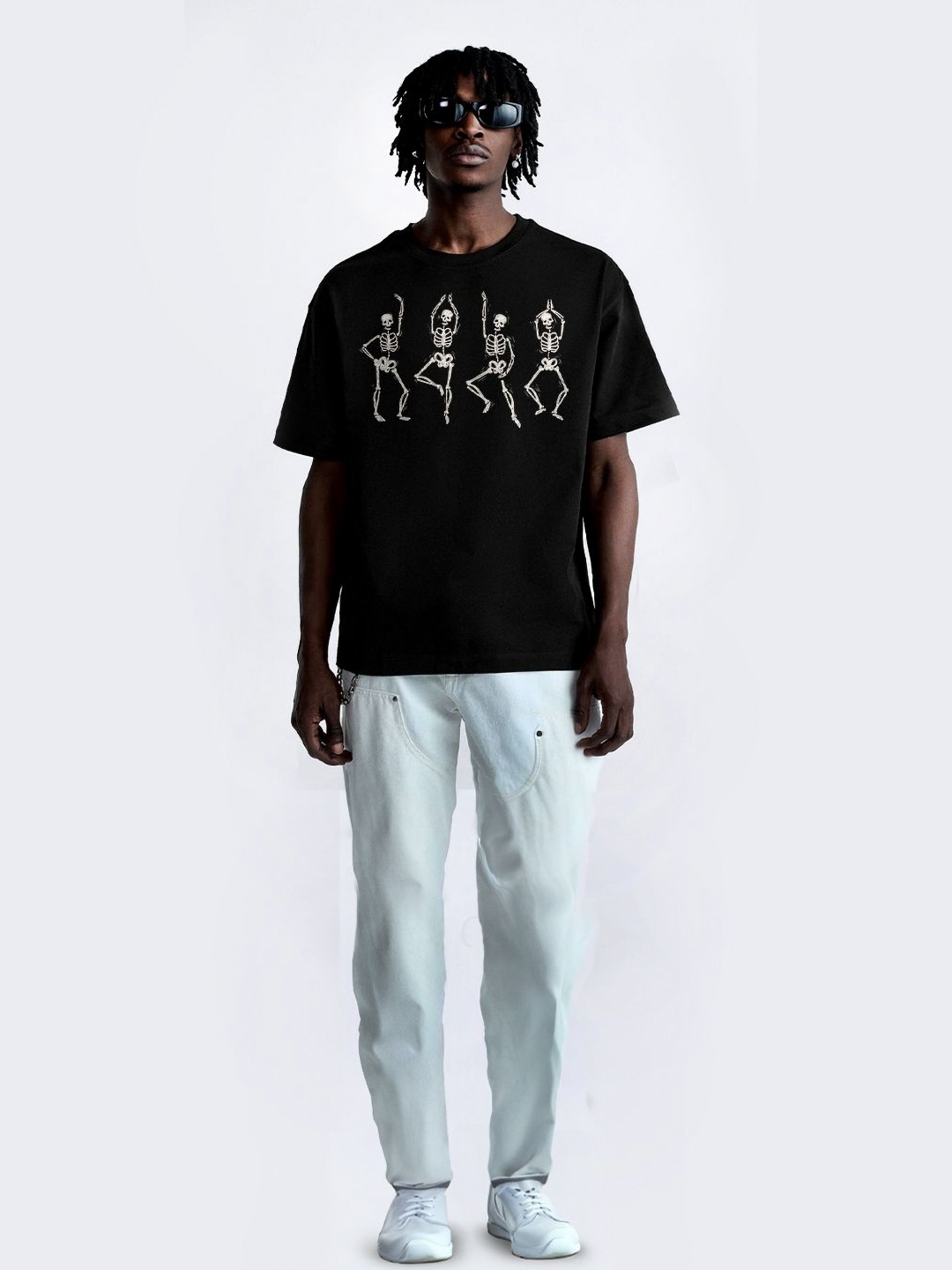 

OFFMINT Storm-Fit Men Graphic Printed Cotton Oversized T-shirt, Black