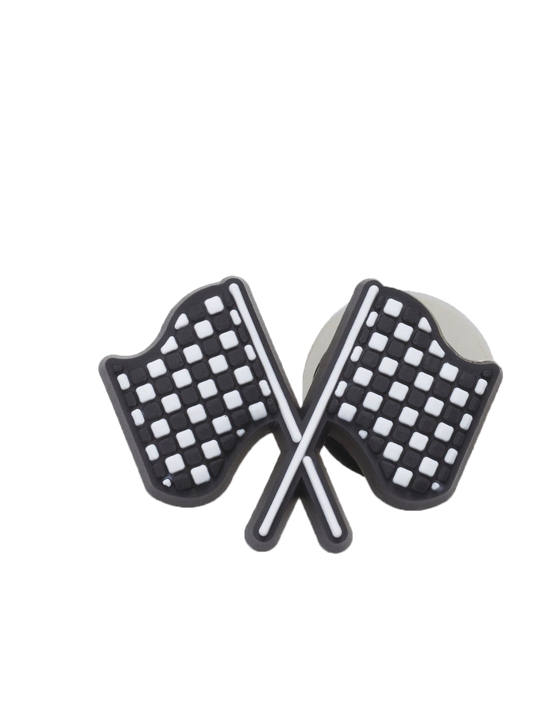 

Crocs Adults-Unisex Checkered Flag Shoe Charms Jibbitz, Black