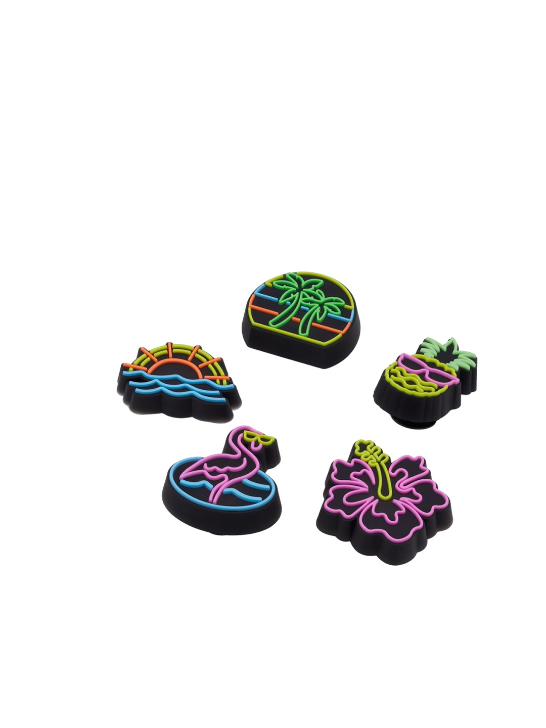 

Crocs Adults-Women Set Of 5 Lights Up Neon Shoe Charms Jibbitz, Black