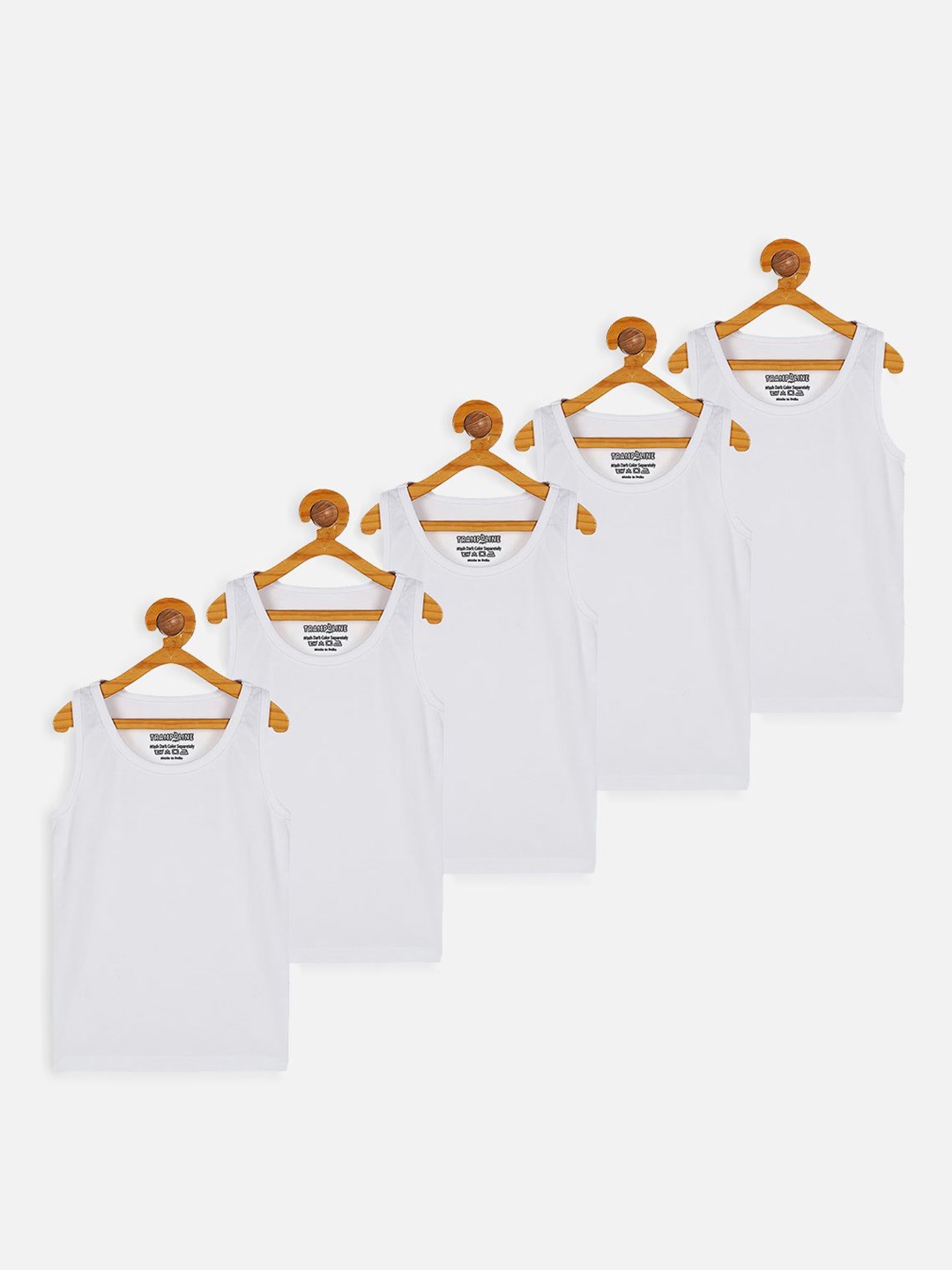 

YK X Trampoline Pack Of 5 Boys Cotton Innerwear Vests, White