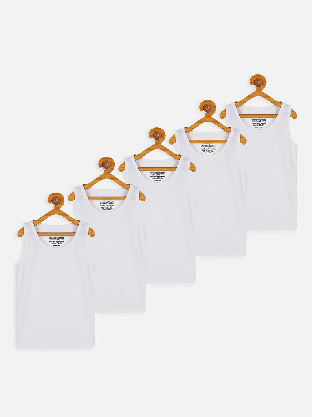

YK X Trampoline Pack Of 5 Boys Cotton Innerwear Vests, White