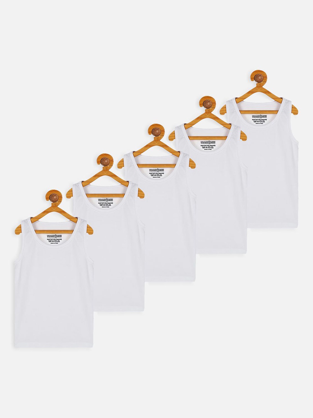 

YK X Trampoline Pack Of 5 Boys Cotton Innerwear Vests, White