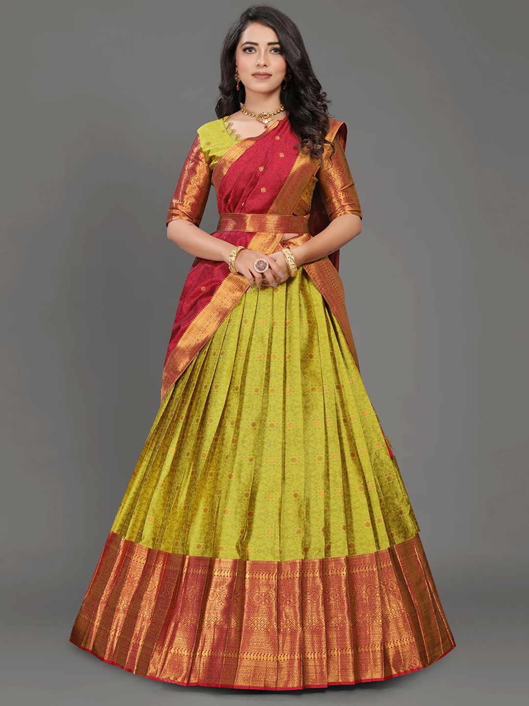 

Jay Shree Unstitched Lehenga & Blouse With Dupatta, Green
