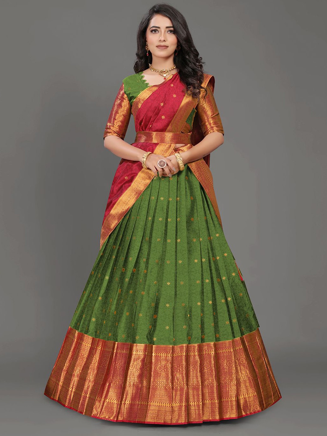 

Jay Shree Unstitched Lehenga & Blouse With Dupatta, Green