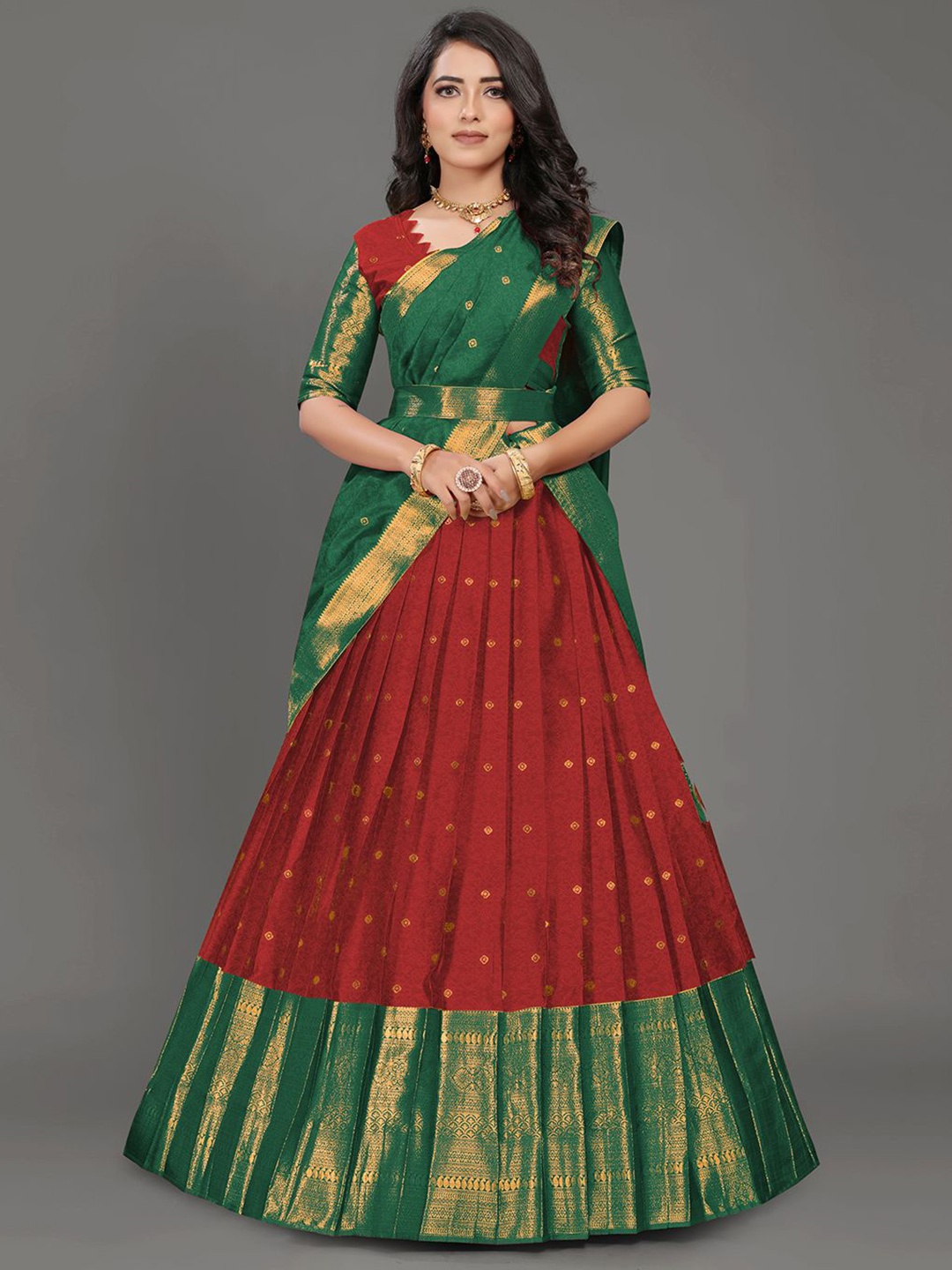 

Jay Shree Unstitched Lehenga & Blouse With Dupatta, Maroon