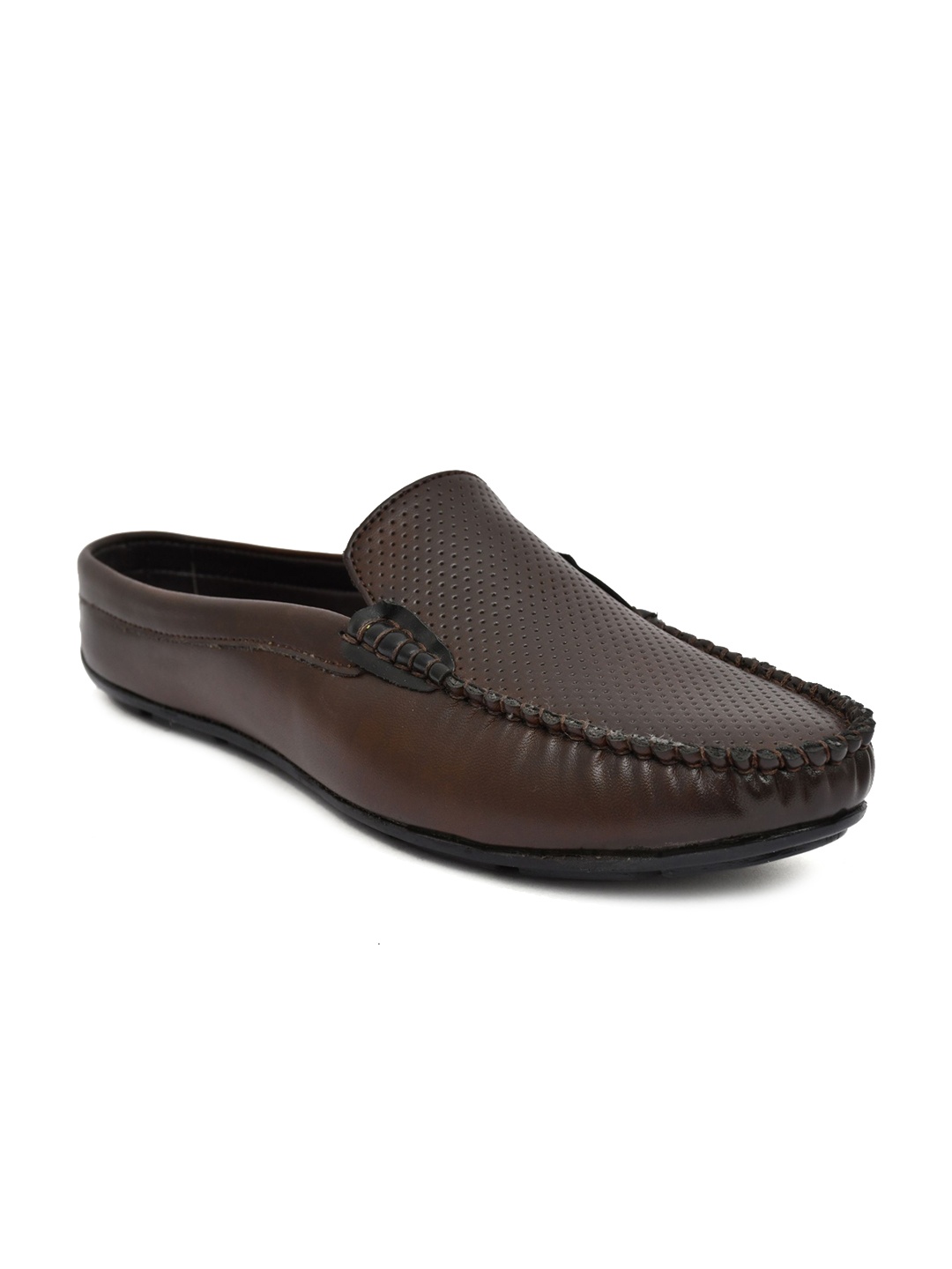 

IVRAH Men Textured Round Toe Formal Loafers, Brown