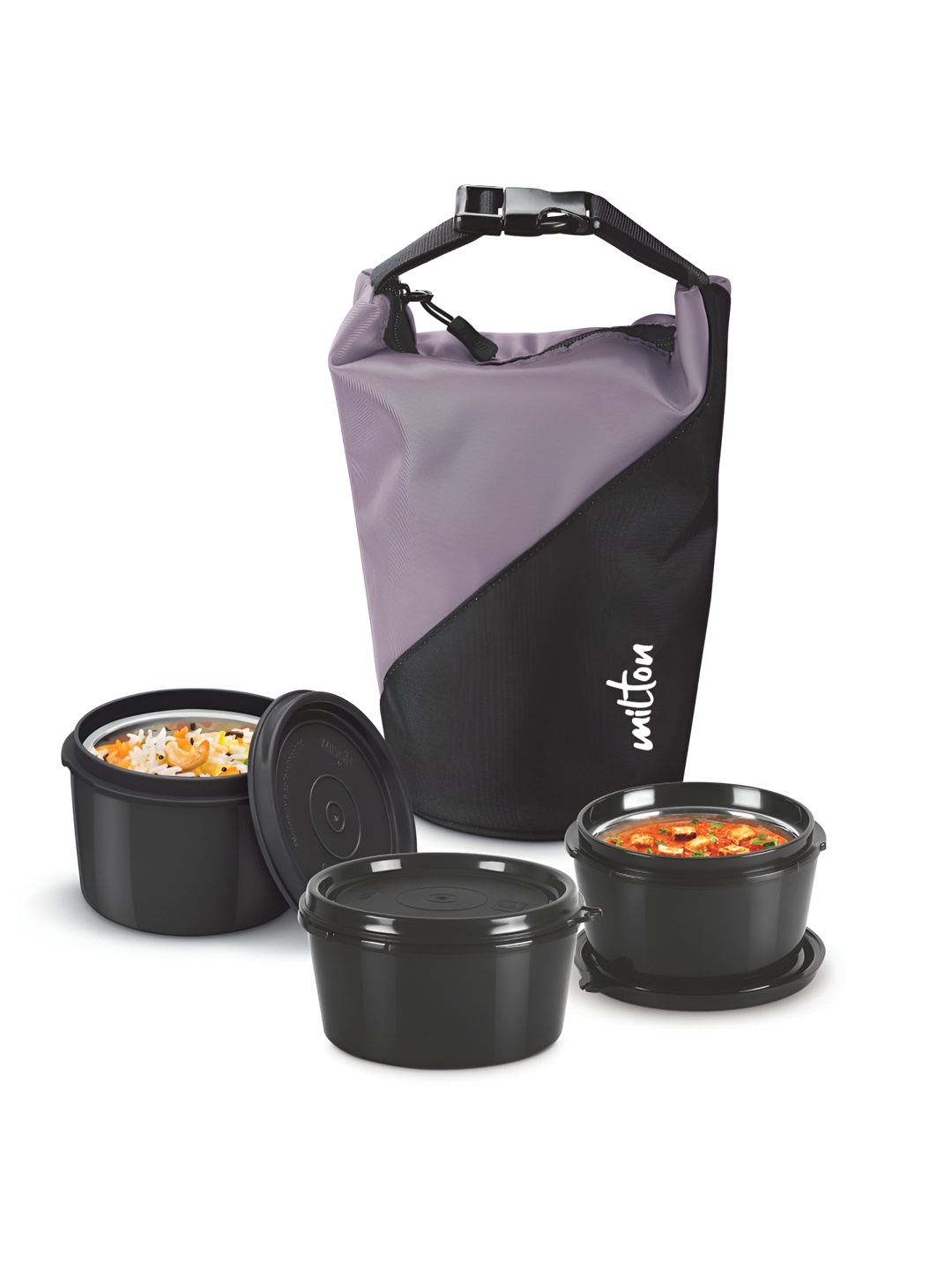 

Milton Purple 3 Pieces Micro Meal Mega Inner Steel Containers Lunch Box With Jacket, Black