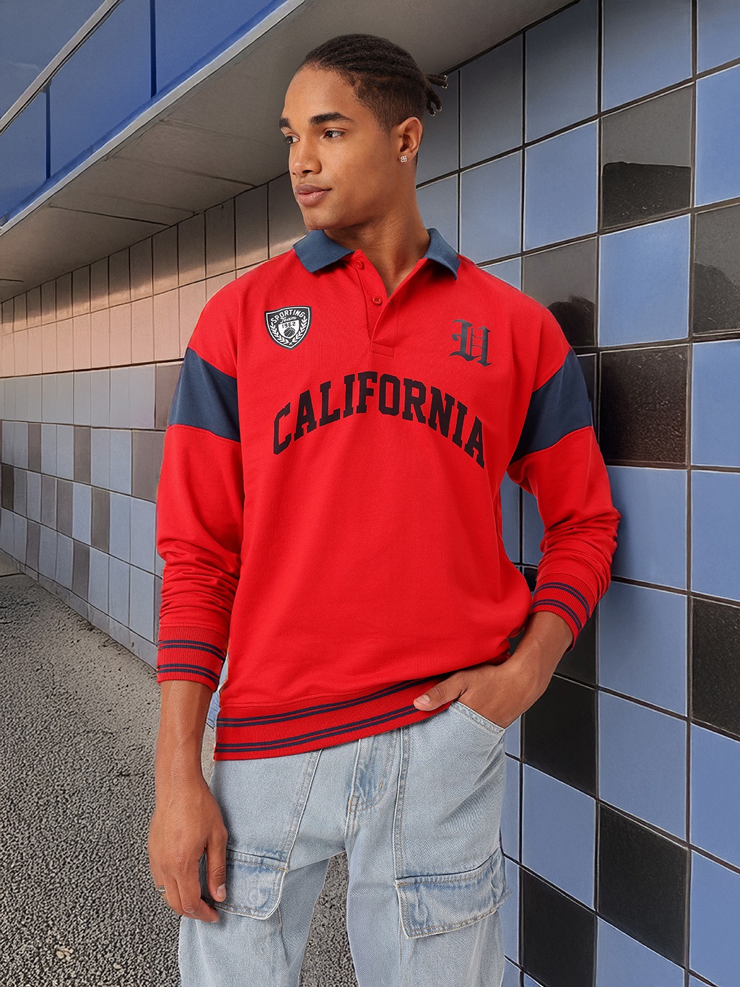 

Kook N Keech Streetwise Printed Cotton Terry Relaxed Fit Sweatshirts, Red
