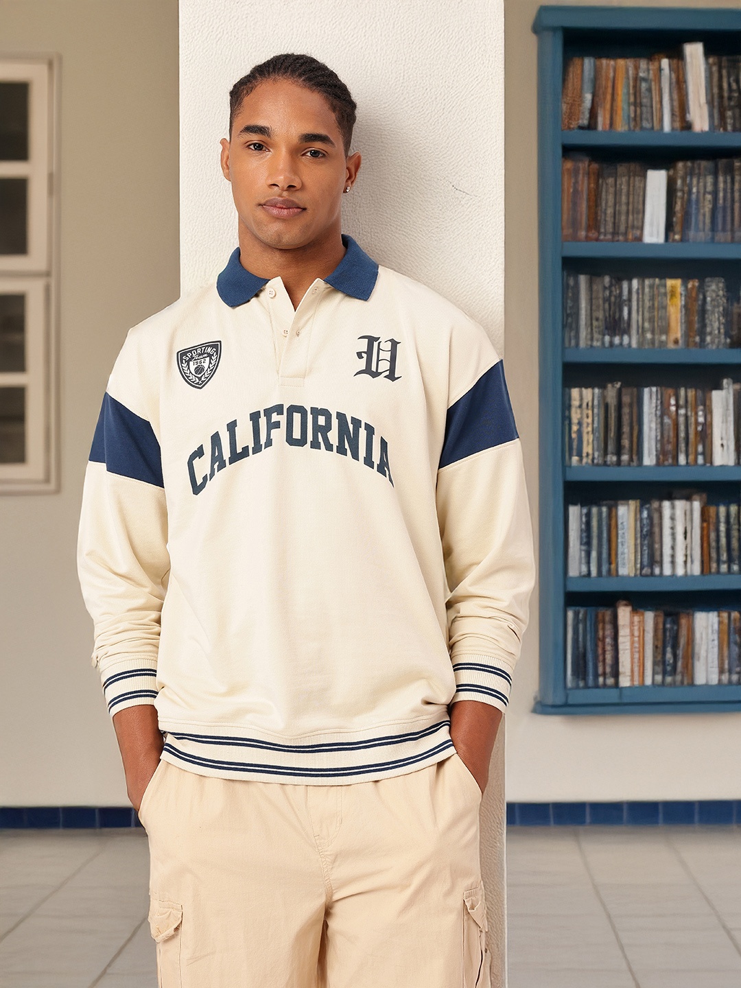 

Kook N Keech City Smart Printed Cotton Terry Relaxed Fit Sweatshirts, Beige