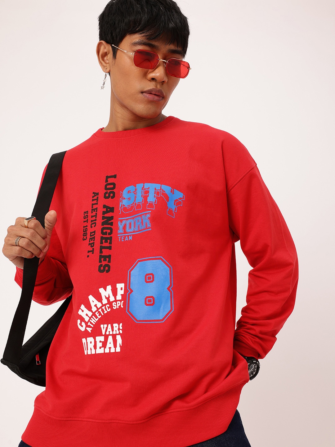 

Kook N Keech Sporty Edge Printed Cotton Terry Relaxed Fit Sweatshirts, Red