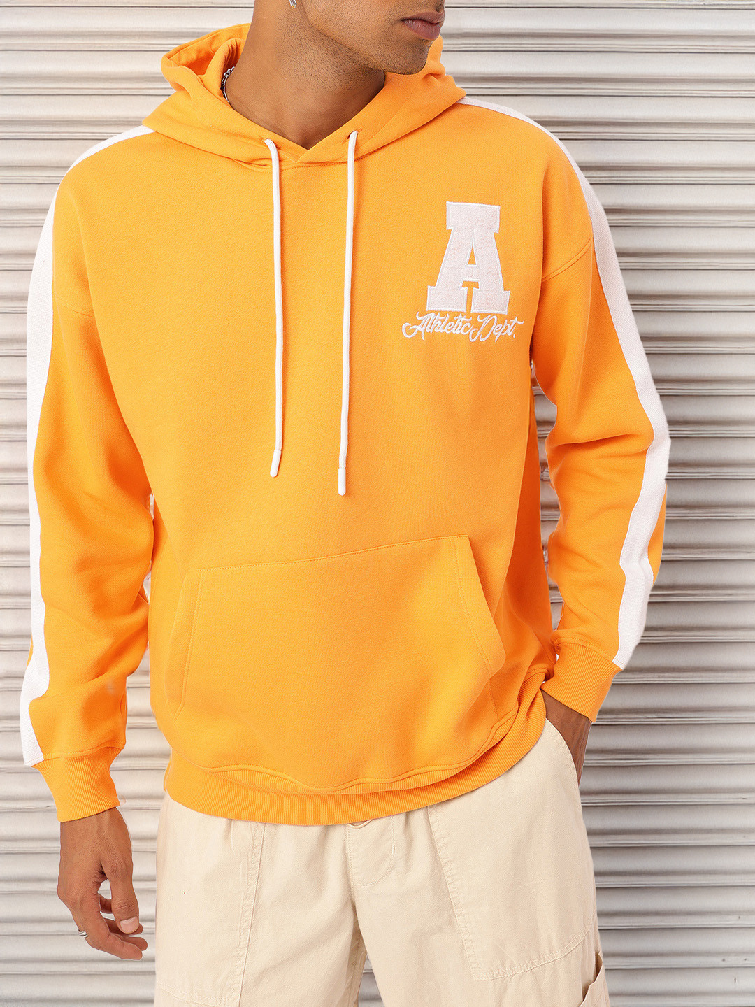 

Kook N Keech Athletic Edge Embroidered Hooded Oversized Sweatshirt, Yellow