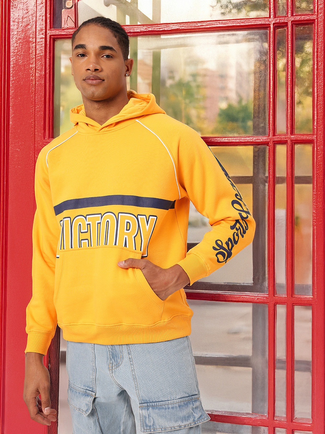 

Kook N Keech Urban Conquest Printed Relaxed Fit Hooded Sweatshirts, Yellow