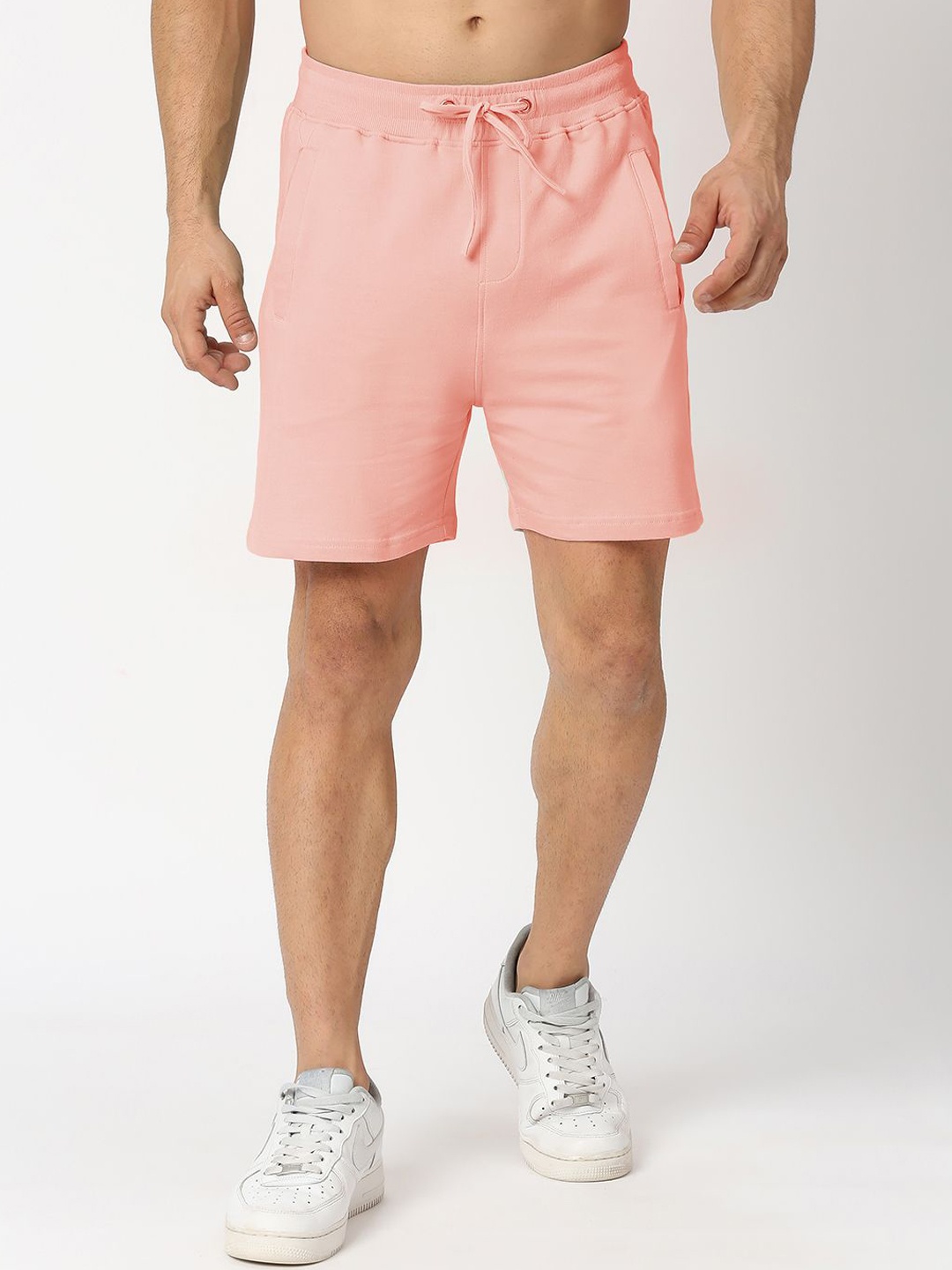 THE DAILY OUTFITS Men Mid-Rise Regular Fit Cotton Sports Shorts, Peach