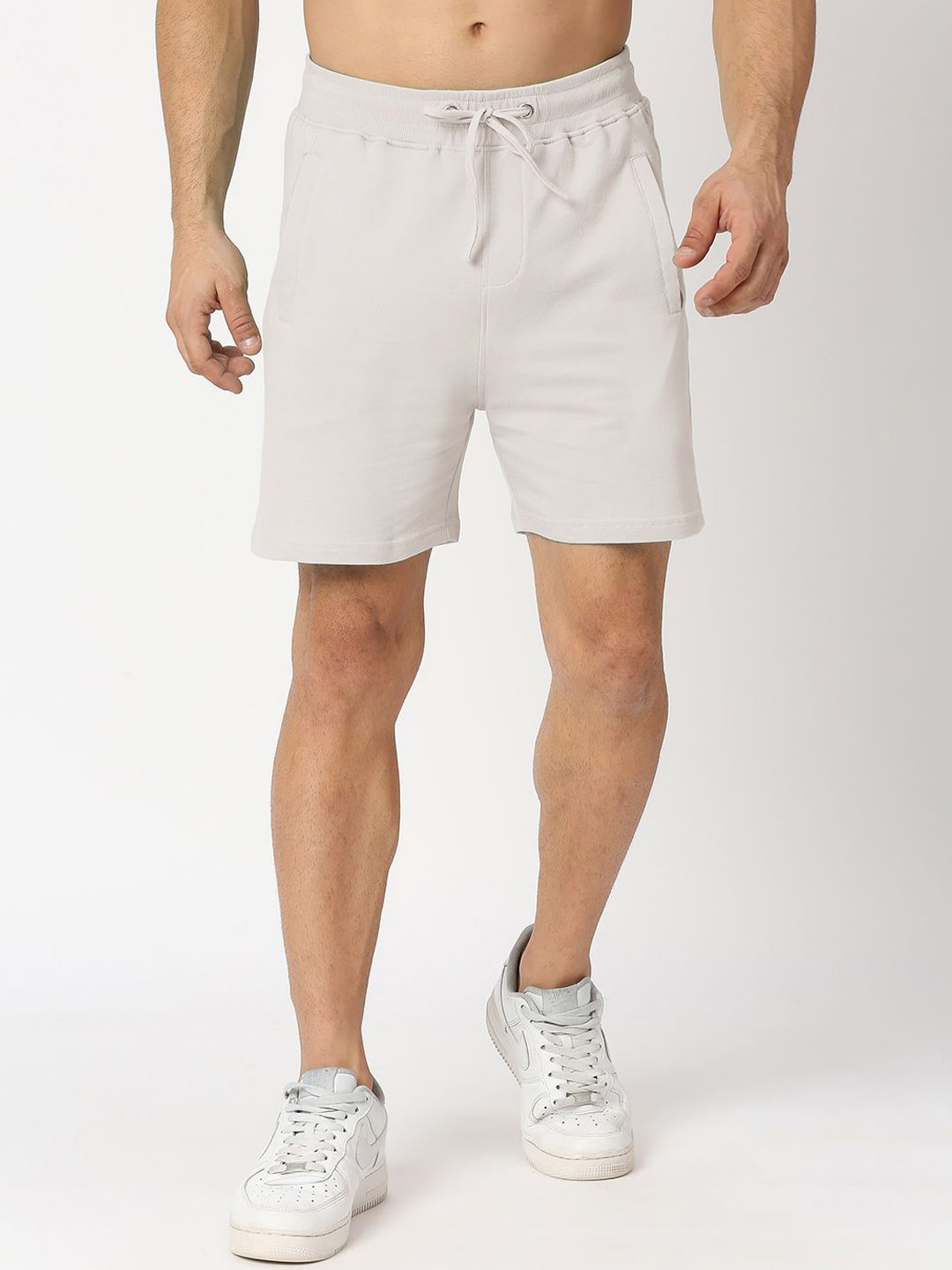 THE DAILY OUTFITS Men Mid-Rise Regular Fit Cotton Sports Shorts, Steel