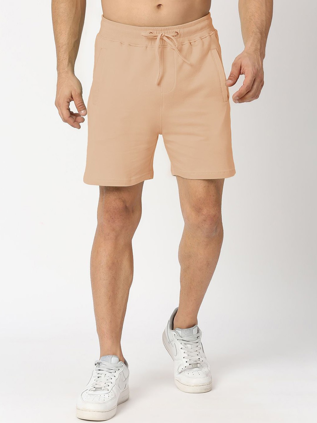 

THE DAILY OUTFITS Men Mid-Rise Regular Fit Cotton Sports Shorts, Beige