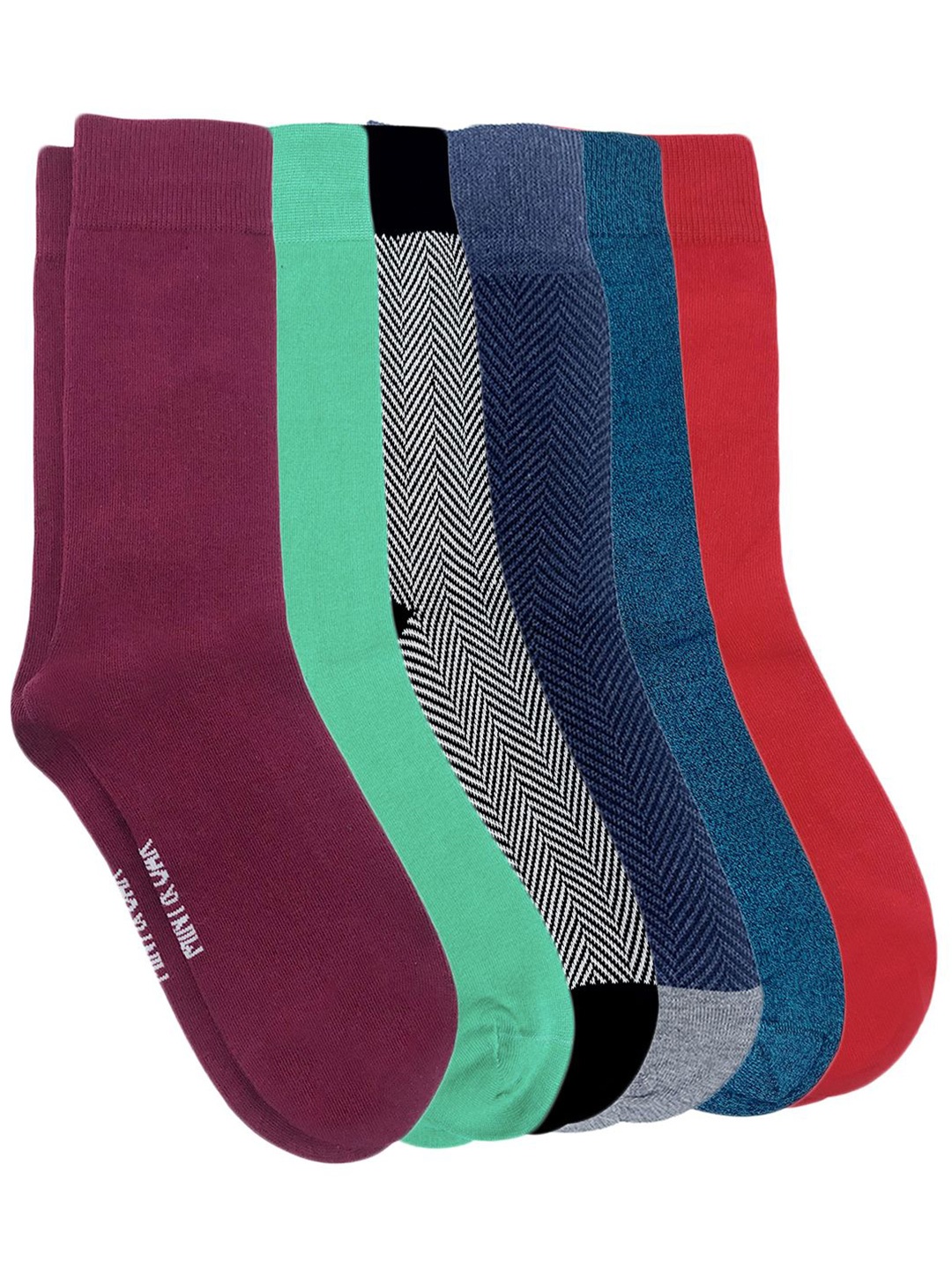 

Mint & Oak Men Pack Of 6 Patterned Above Ankle-Length Socks, Maroon