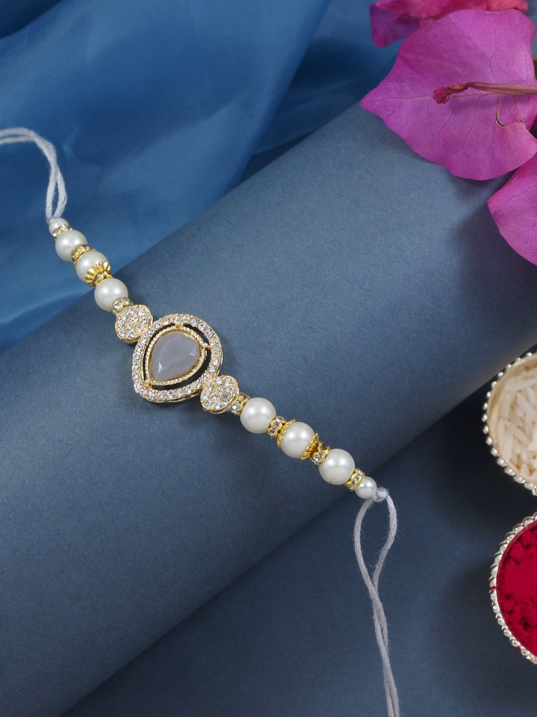 

I Jewels Kundan Rakhis For Bro/Brother/Bhai, Grey
