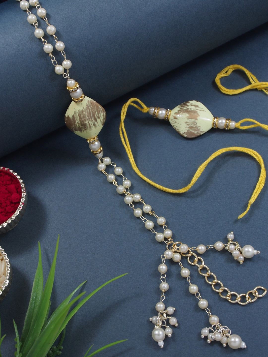 

I Jewels Set Of 2 Bhaiya Bhabhi Lumba Rakhi Bracelet, Yellow