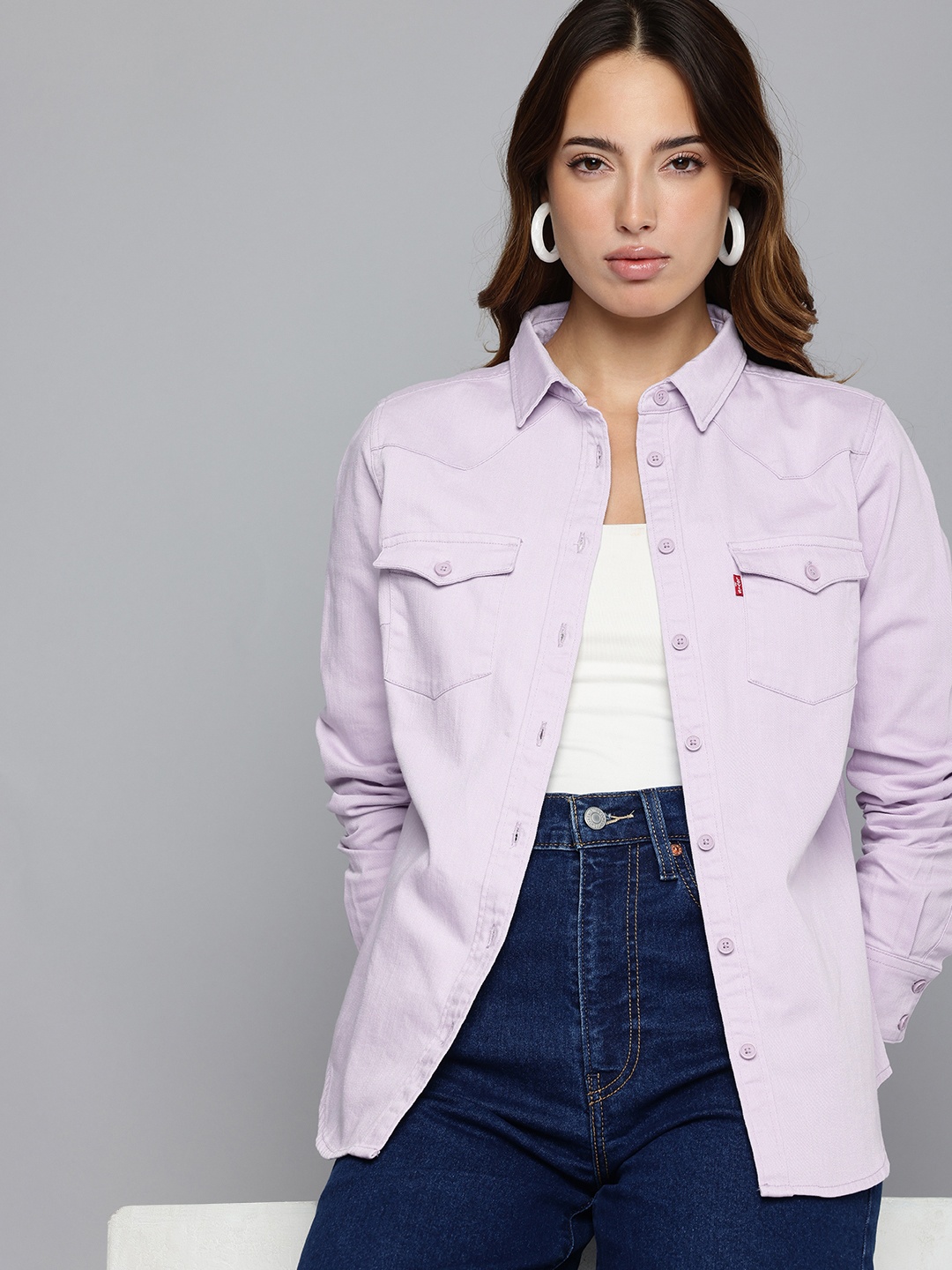 

Levis Denim Opaque Pure Cotton Casual Shirt, Purple