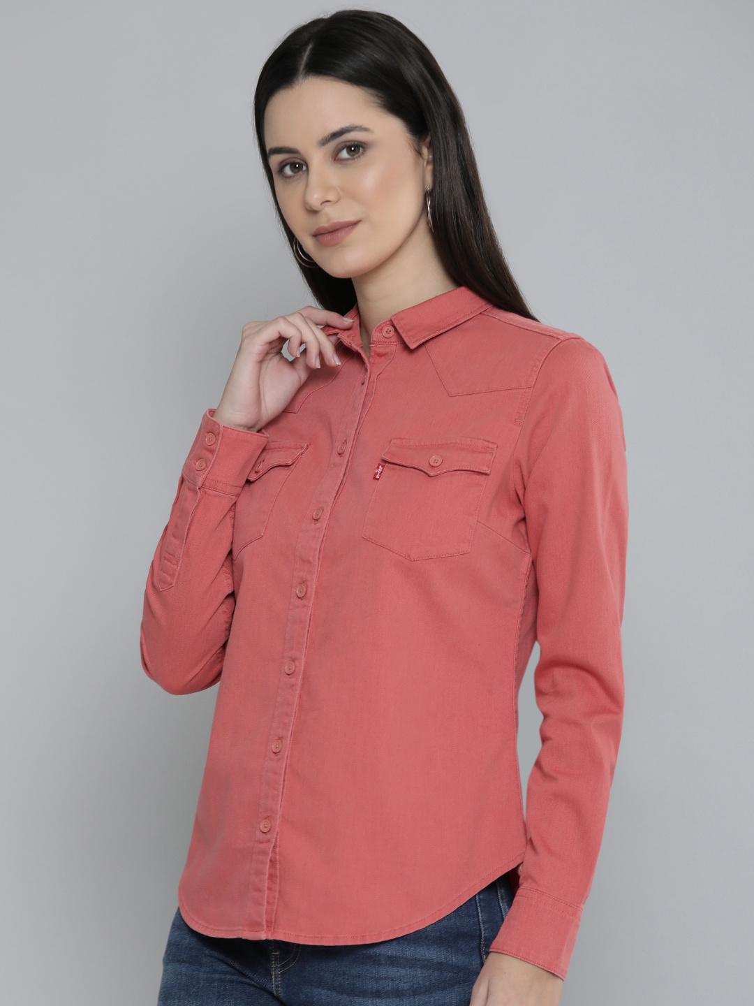 

Levis Pure Cotton Casual Denim Shirt, Coral