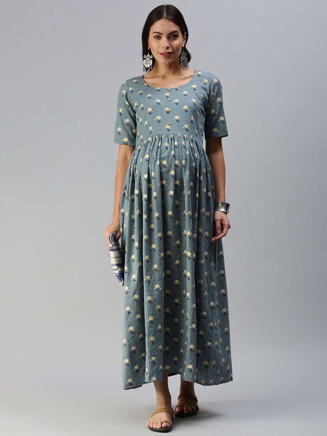 

Swishchick Floral Print Maternity Maxi Dress, Grey
