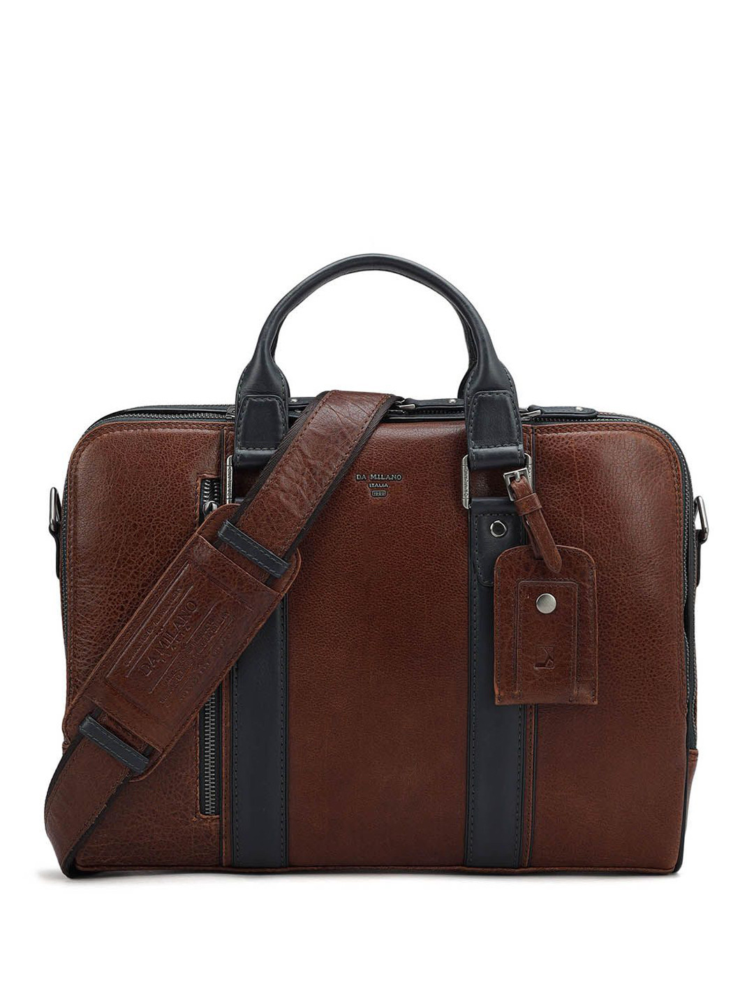 

Da Milano Unisex Textured Leather Laptop Sleeve, Brown