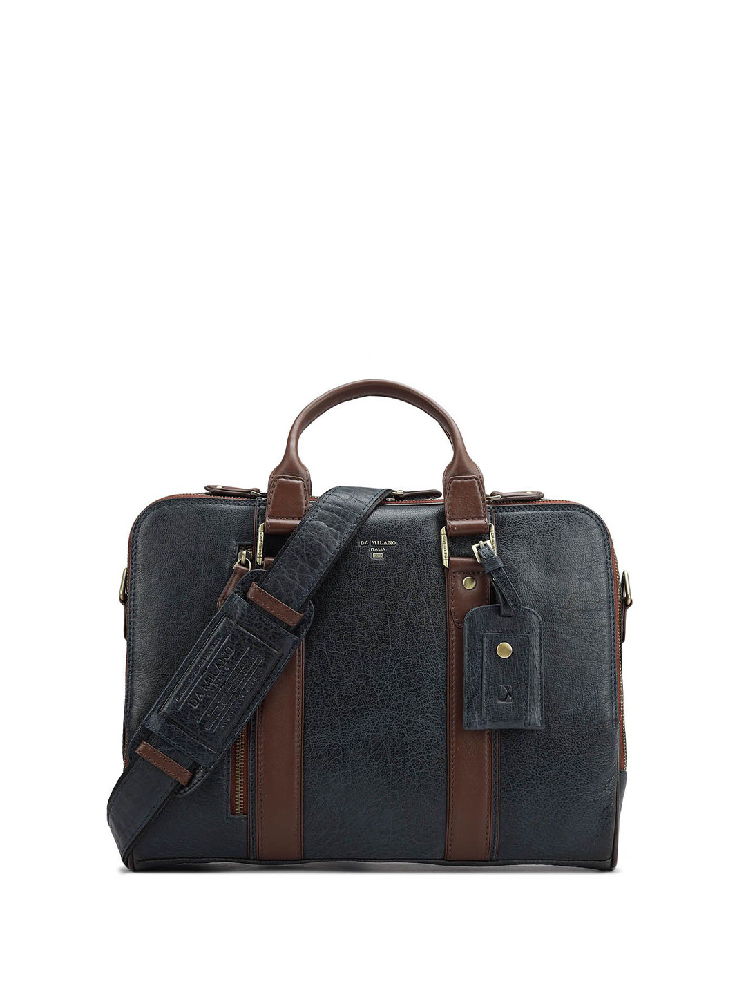 

Da Milano Unisex Textured Leather Laptop Sleeve, Blue
