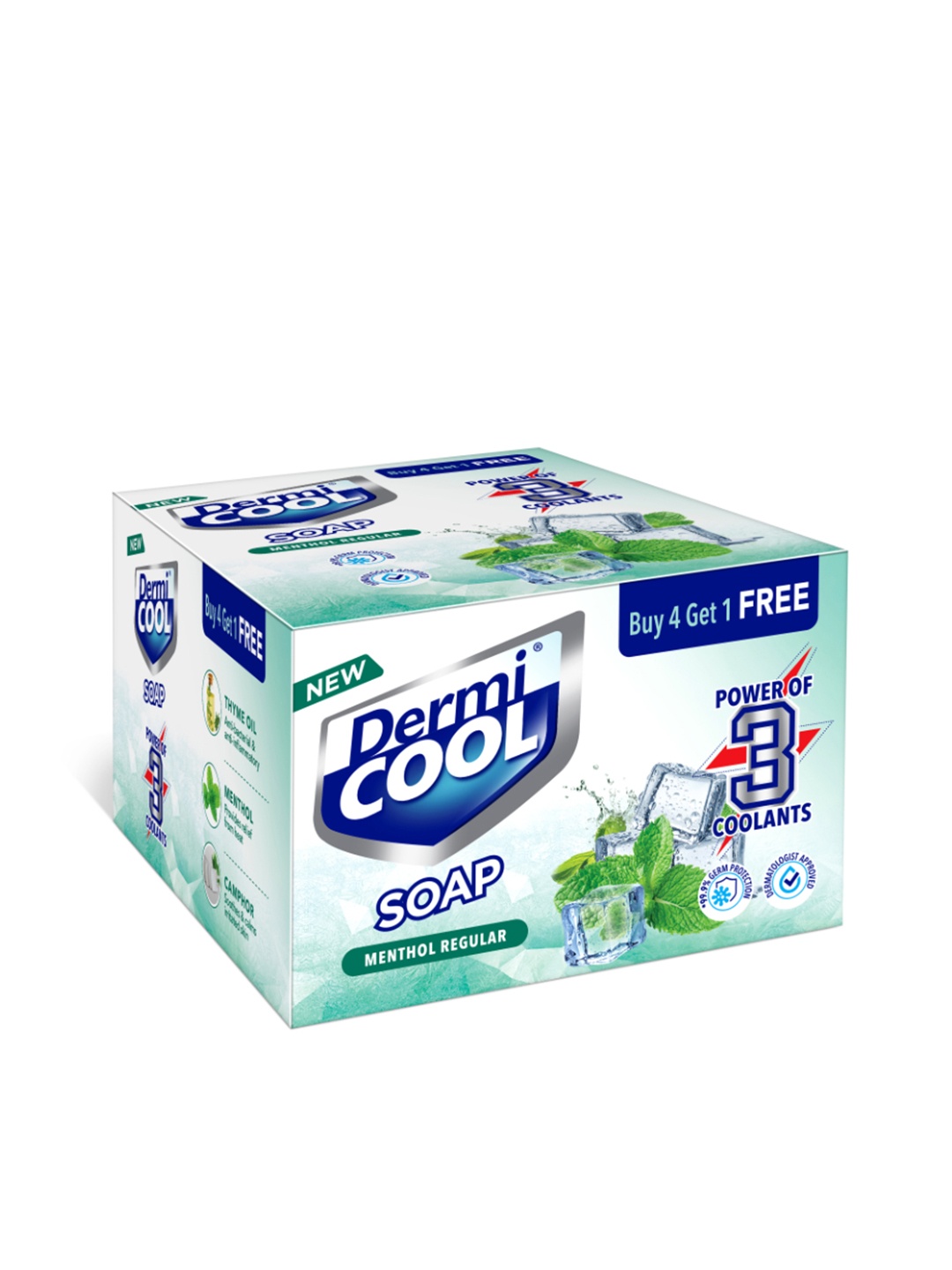

DermiCOOL Set of 5 Soap with The Power Of 3 Coolants - 125 g each, Green